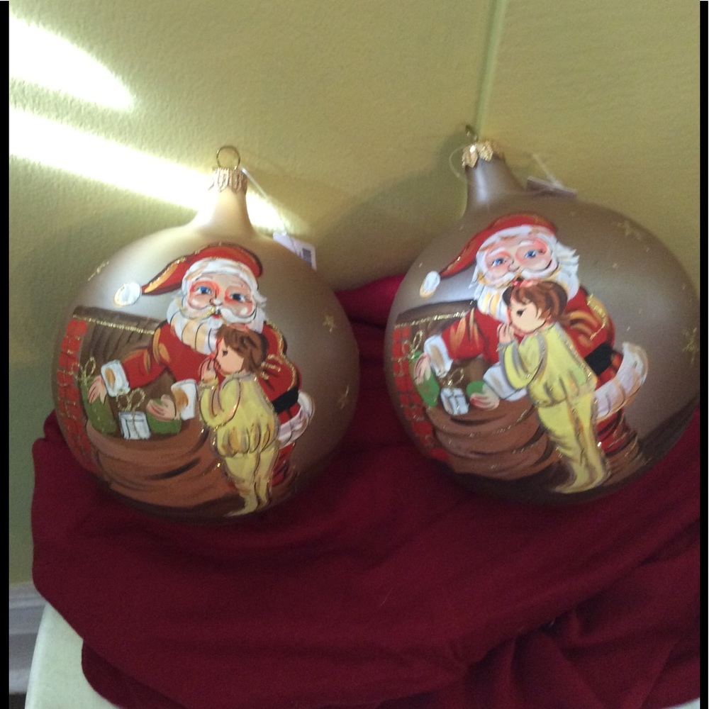 NWT Great Set of Italian Large Hand Painted Santa Ornaments
